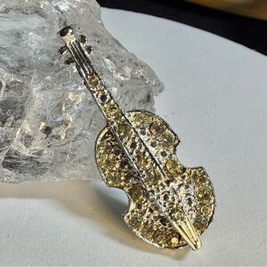 Vintage Violin Viola Brooch Silvertone